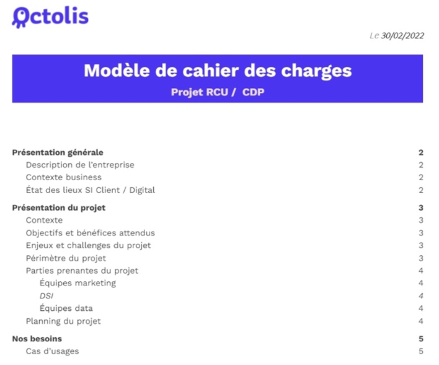 modele cahier des charges cdp document